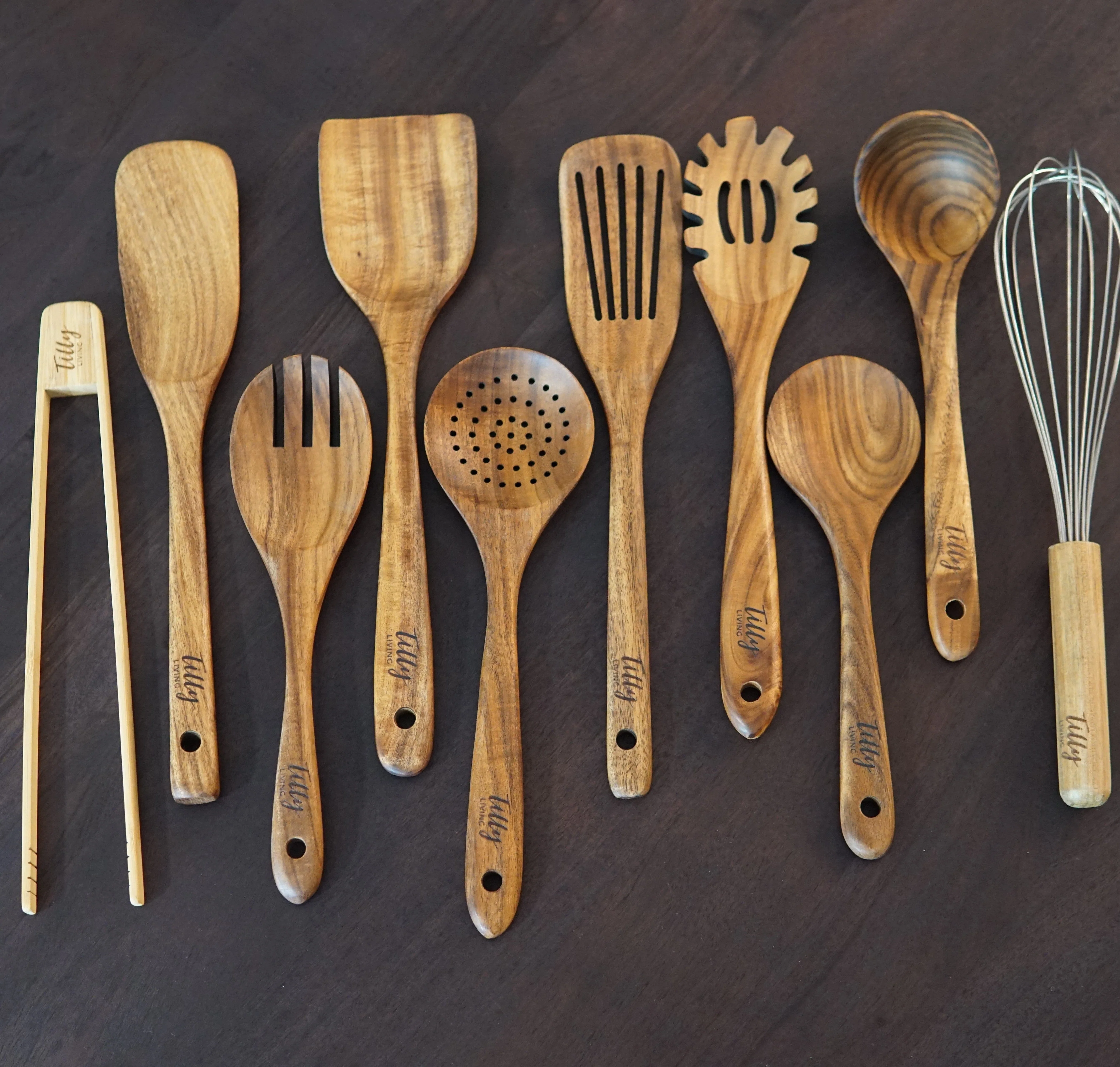 10 Piece Teak Wooden Utensil Set - Image 4