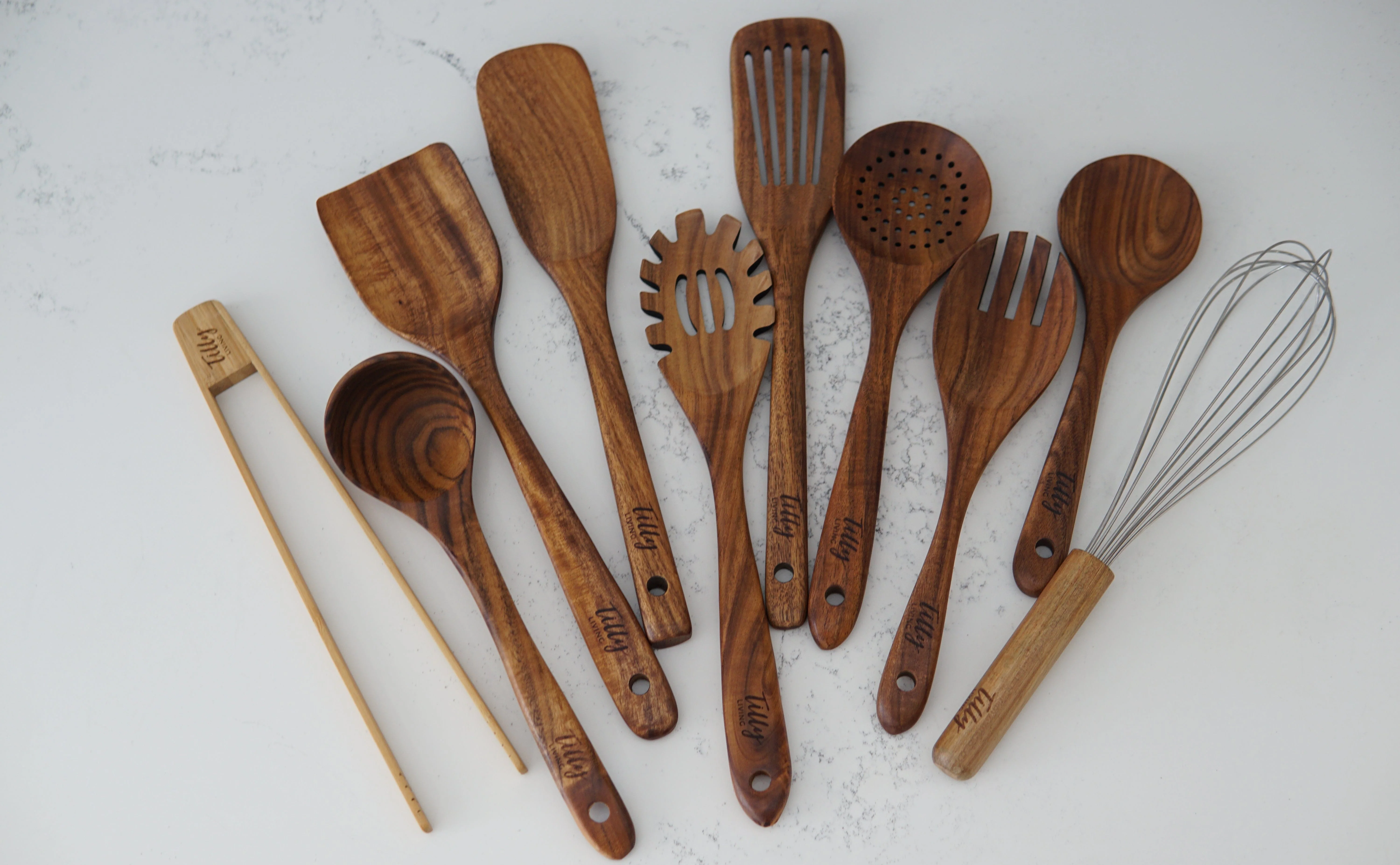 10 Piece Teak Wooden Utensil Set - Image 7