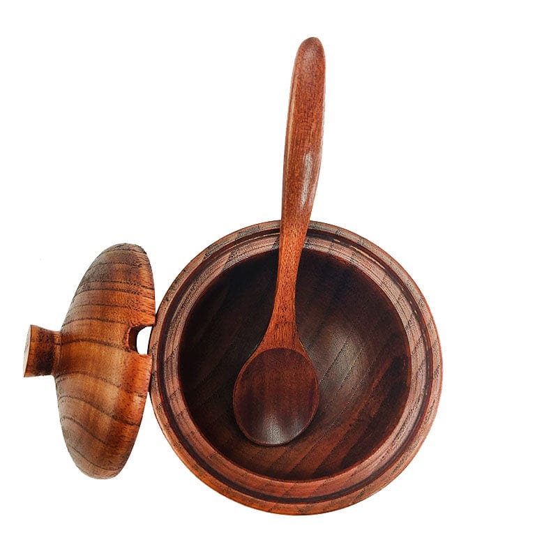 Wooden Kitchen Jar with Lid and Spoon - Image 3