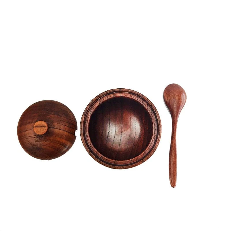Wooden Kitchen Jar with Lid and Spoon - Image 4