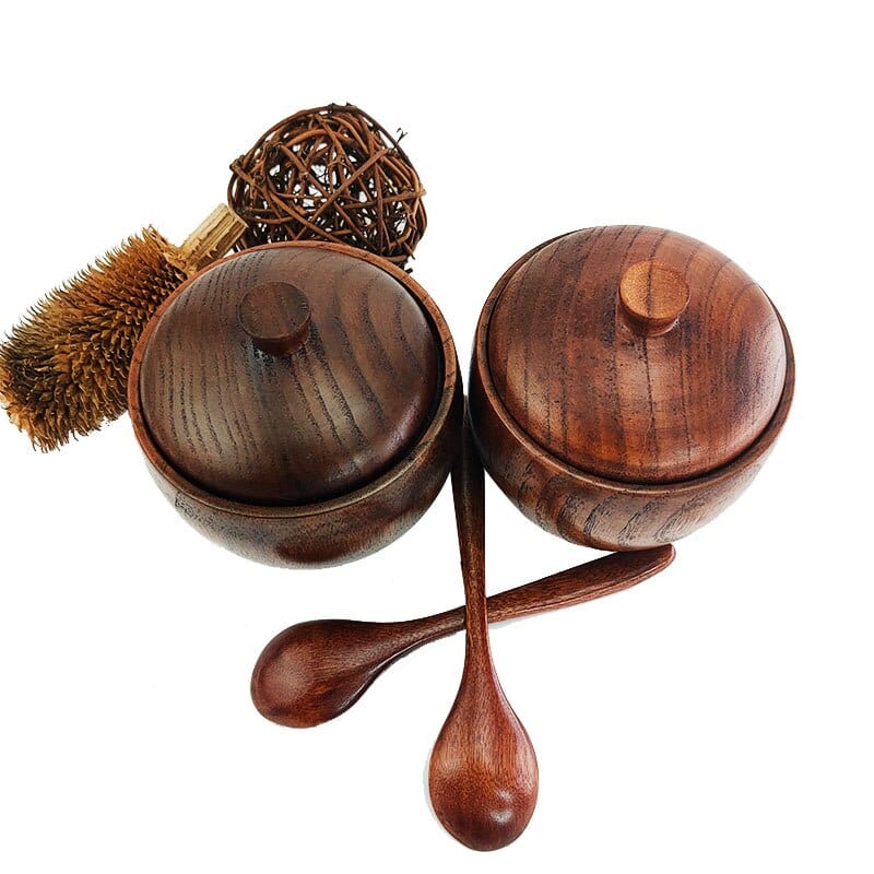 Wooden Kitchen Jar with Lid and Spoon - Image 5
