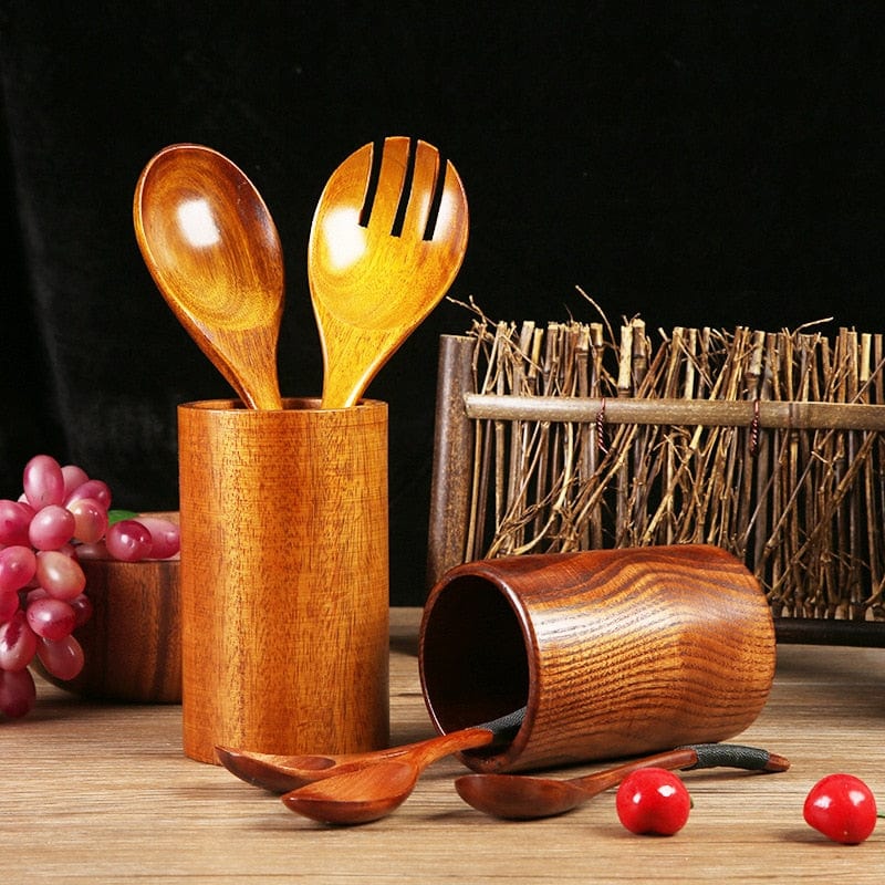 Teak Wood Utensil Holder - Image 4