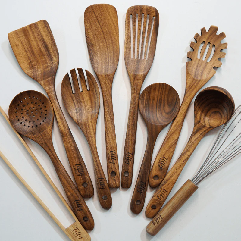 Teak Wooden Utensil Set - Image 3