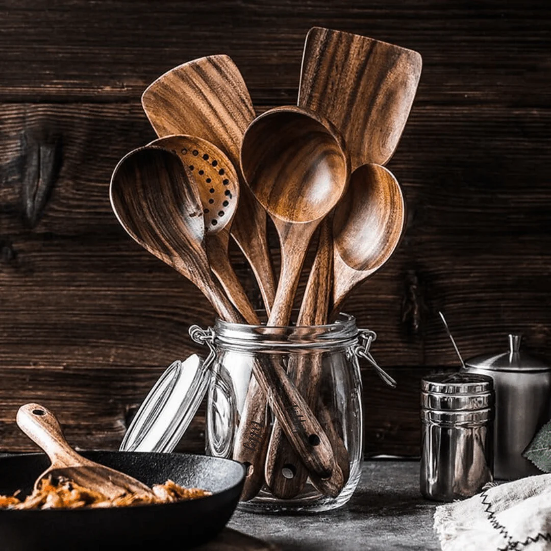 Teak Wooden Utensil Set - Image 4